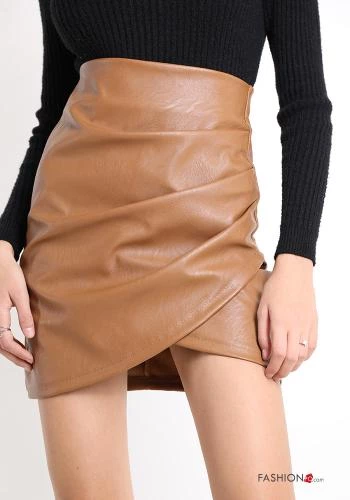  faux leather tulip Mini skirt 