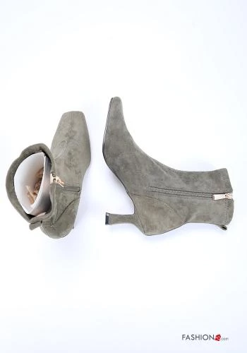  faux leather Suede Heeled shoes with zip