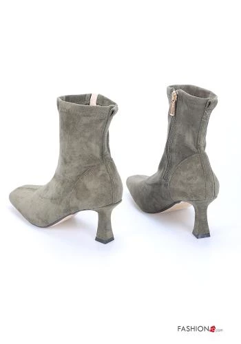 faux leather Suede Heeled shoes with zip