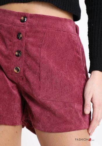  Velvet Shorts with buttons with pockets