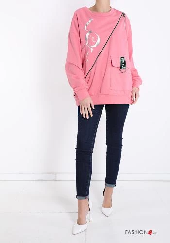  Cotton Sweatshirt with pockets with zip