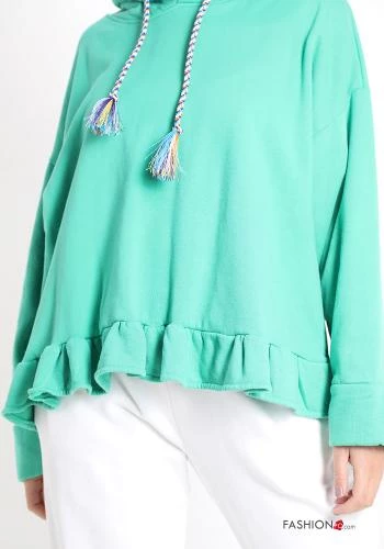  Cotton Sweatshirt with flounces with hood