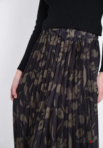  Floral pleated Longuette Skirt 