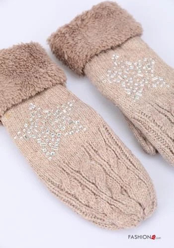  Wool Mix Gloves with rhinestones