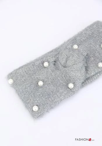  Stirnband aus Wollmischung mit Perlen