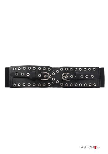 faux leather Belt with buttons with elastic with studs